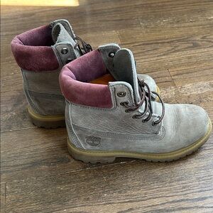 Timberland Boots in Gray and Maroon